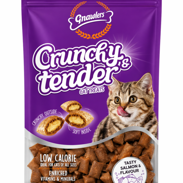 Crunchy tender חטיף כריות לחתול בטעם סלמון 65 גרם