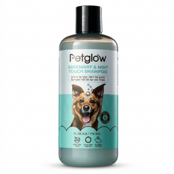 שמפו PETGLOW נגד פרעושים וקרציות בניחוח רוזמרין ומ 500 מיליליטר