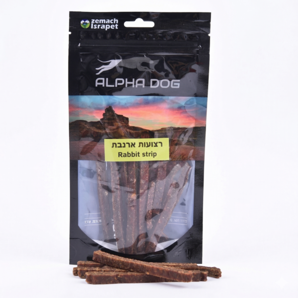 חטיף אלפא דוג רצועות ארנבת 80 גרם