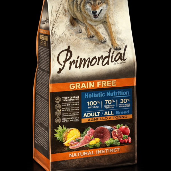 פרימורדיאל כלב בוגר ללא דגנים טונה וכבש 12 יחידות