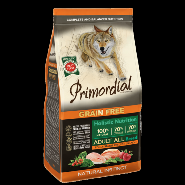 פרימורדיאל כלב בוגר ללא דגנים סלמון ועוף 12 קילוגרם