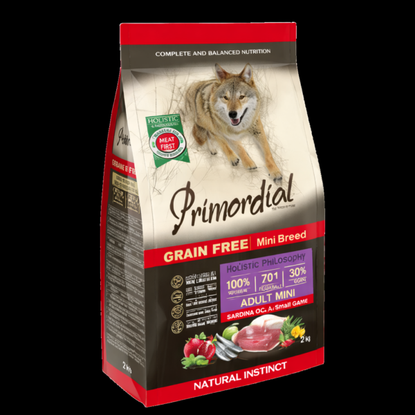 פרימורדיאל כלב בוגר מיני ללא דגנים פורל וברווז 2 קילוגרם