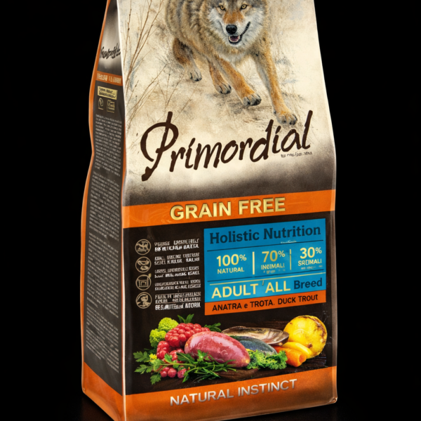 פרימורדיאל כלב בוגר ללא דגנים ברווז ופורל 12 קילוגרם